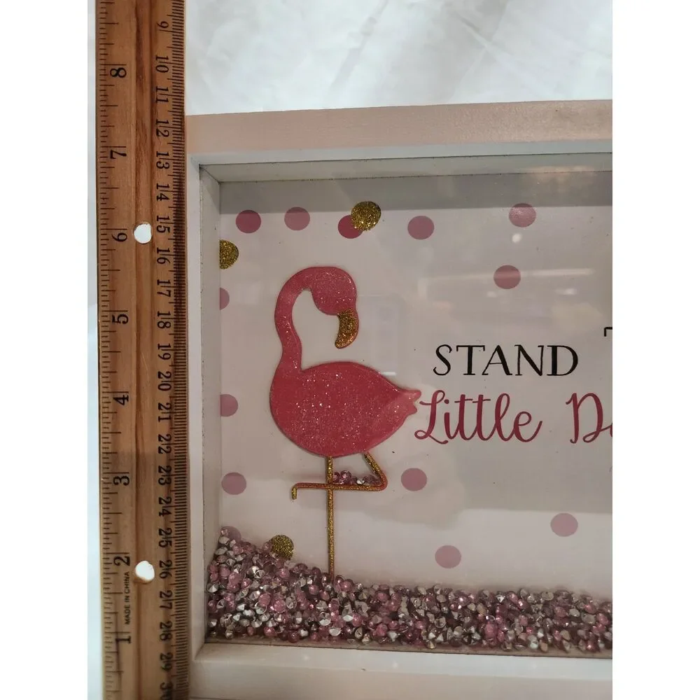 Stand Tall Little Darling Flamingo Shadow Box Wall Art